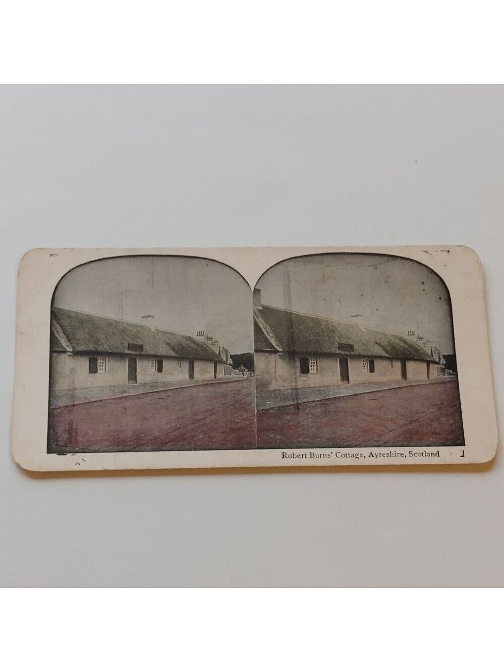 ANTIQUE STEREOGRAPH CARD Robert Burns' Cottage Ayreshire Scotland